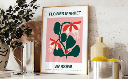 space Flower Market Blossom Art Poster vibrant green orange hues charm color room stunning wall ideal gift sizes Letter Medium Large way A0