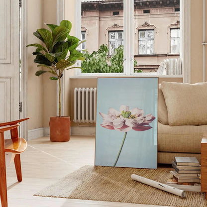 space garden poster blue gray tones elegant wall art perfect gift nature lovers serene touch decor framed frameless styles