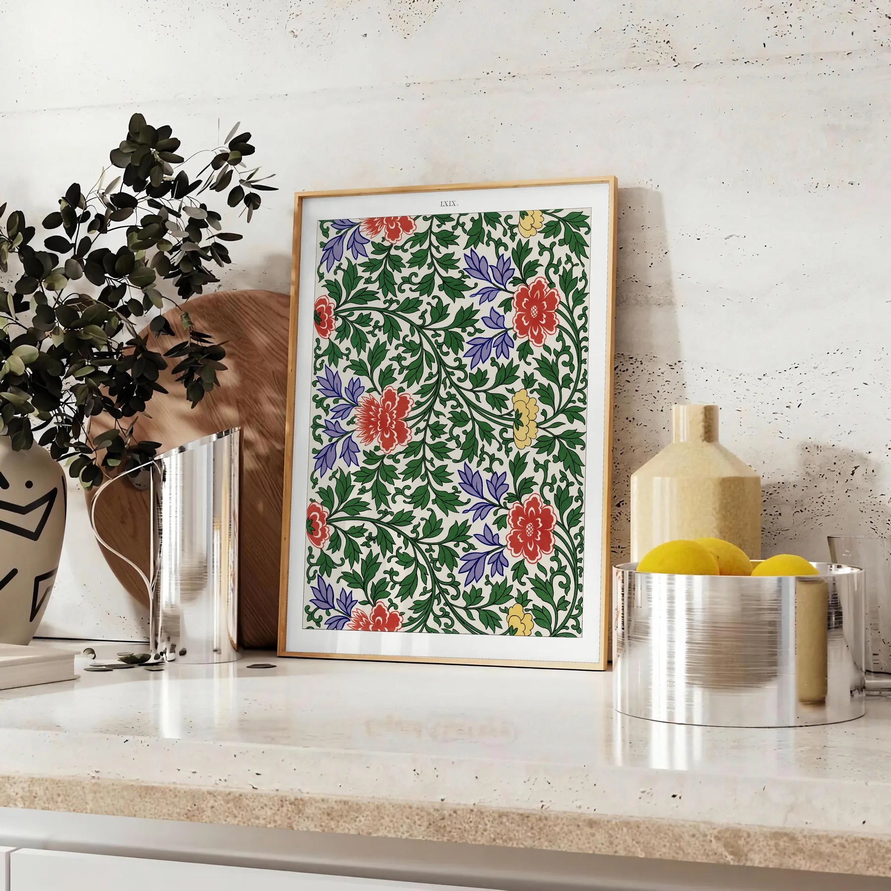 space vibrant plant art poster rich lush greens warm oranges stunning wall piece perfect gift nature lovers enthusiasts room artwork available sizes A4 cm A0